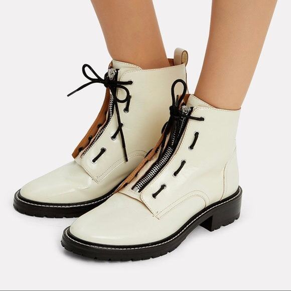 Rag & Bone Cannon Leather Chunky Block Ankle Boots Mahogany White Women's EU 39 - Picture 1 of 7